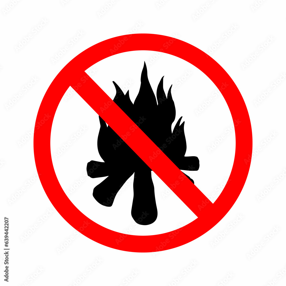 No open flame sign. Simple vector illustration of a fire in flat style isolated on white background No open flame sign. Simple vector illustration of a fire in flat style isolated on white background