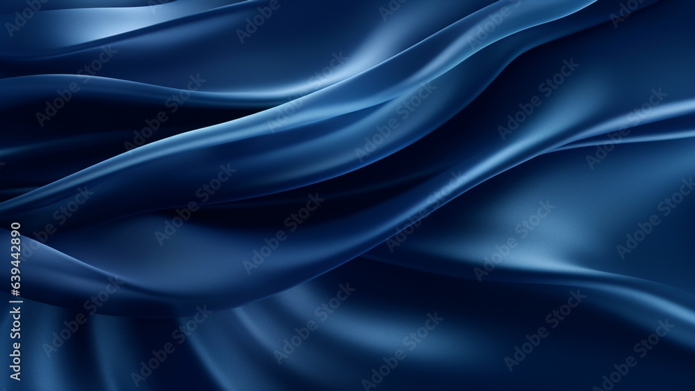 Elegance abstract soft focus wave glossy dark blue fabric use for background