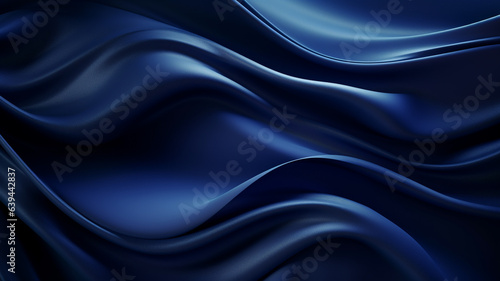 Elegance abstract soft focus wave glossy dark blue fabric use for background