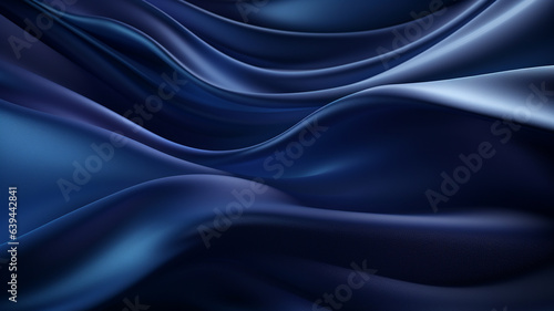 Elegance abstract soft focus wave glossy dark blue fabric use for background © irawan