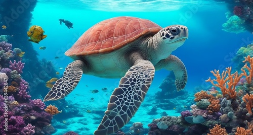 green sea turtle swimming © upali