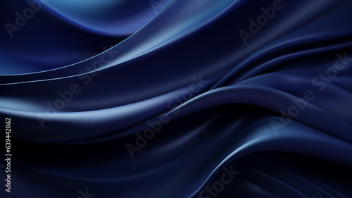 Elegance abstract soft focus wave glossy dark blue fabric use for background