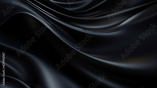 Elegance abstract soft focus wave glossy Black fabric use for background