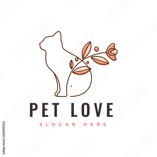 animal pet love mammal adopt doggy kitty friendly logo design vector graphic illustration