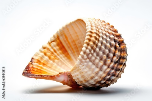 close-up of an ocean shell isolated on a white backdrop. Generative AI