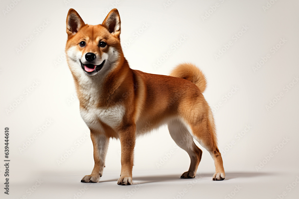 a shiba standing on isolate white background