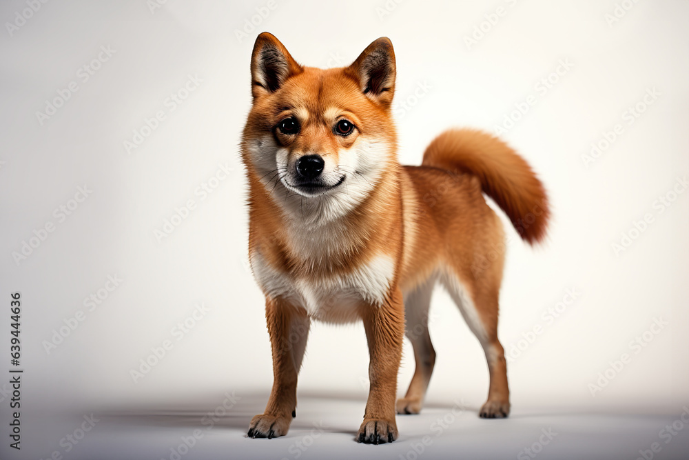 a shiba standing on isolate white background