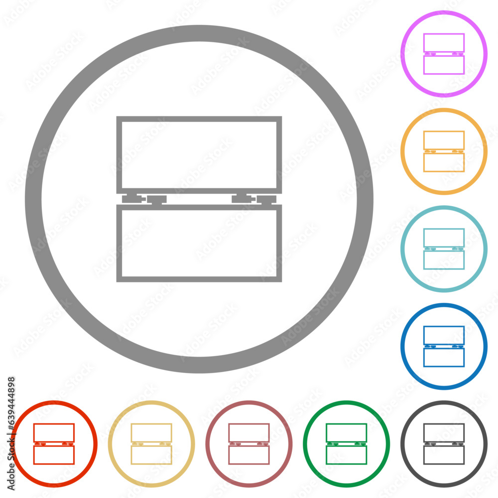 Empty toolbox flat icons with outlines Empty toolbox flat icons with outlines