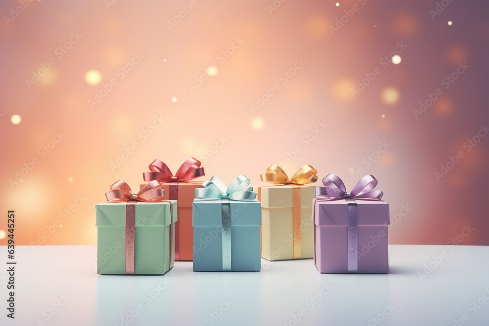 Fototapeta premium An image of gift boxes on a colourful background - Generative AI