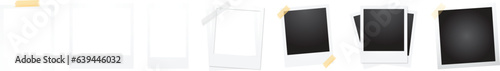 Photo polaroid Collection. Realistic old photo frame isolated on transparent background. Photo frame polaroid isolated on white. Template, blank for your trendy photo