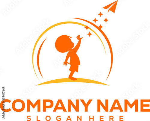 logo of a child flying a paper airplane