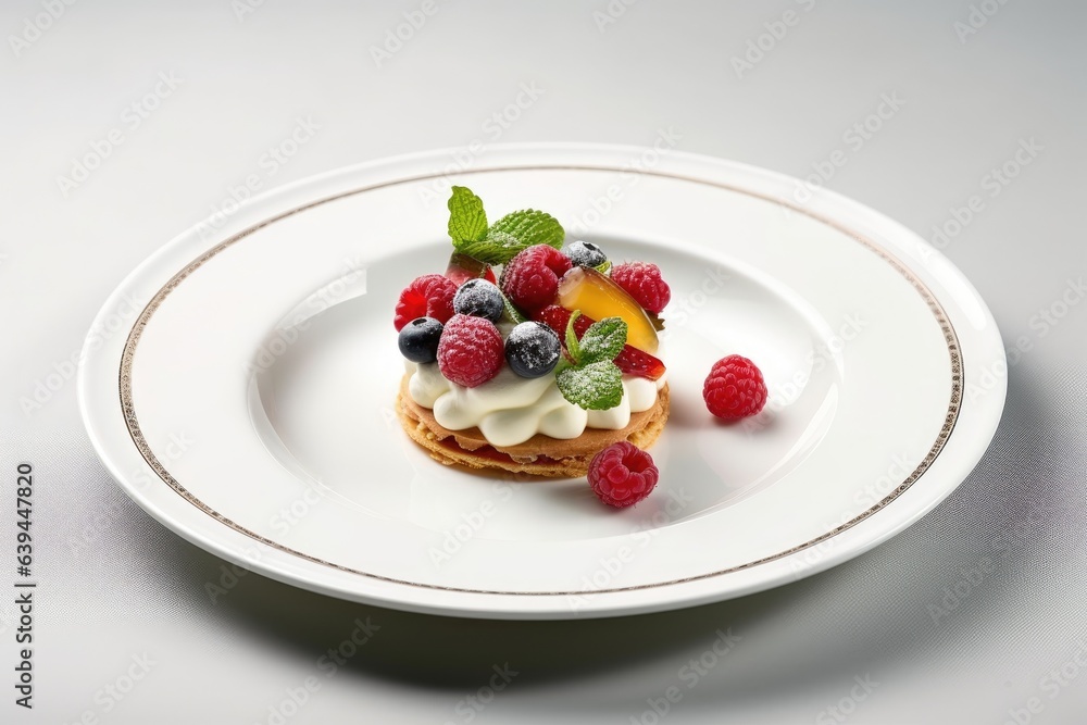 Delightful dish with cream-colored berries, shown alone on white. Generative AI Delightful dish with cream-colored berries, shown alone on white. Generative AI