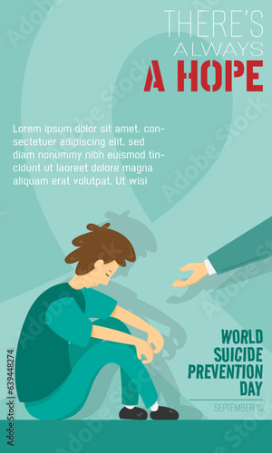 World Suicide Prevention Day Greeting with a depressed man getting a helping hand
