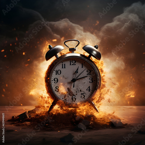 Inferno Countdown: Alarm Clock in Flames