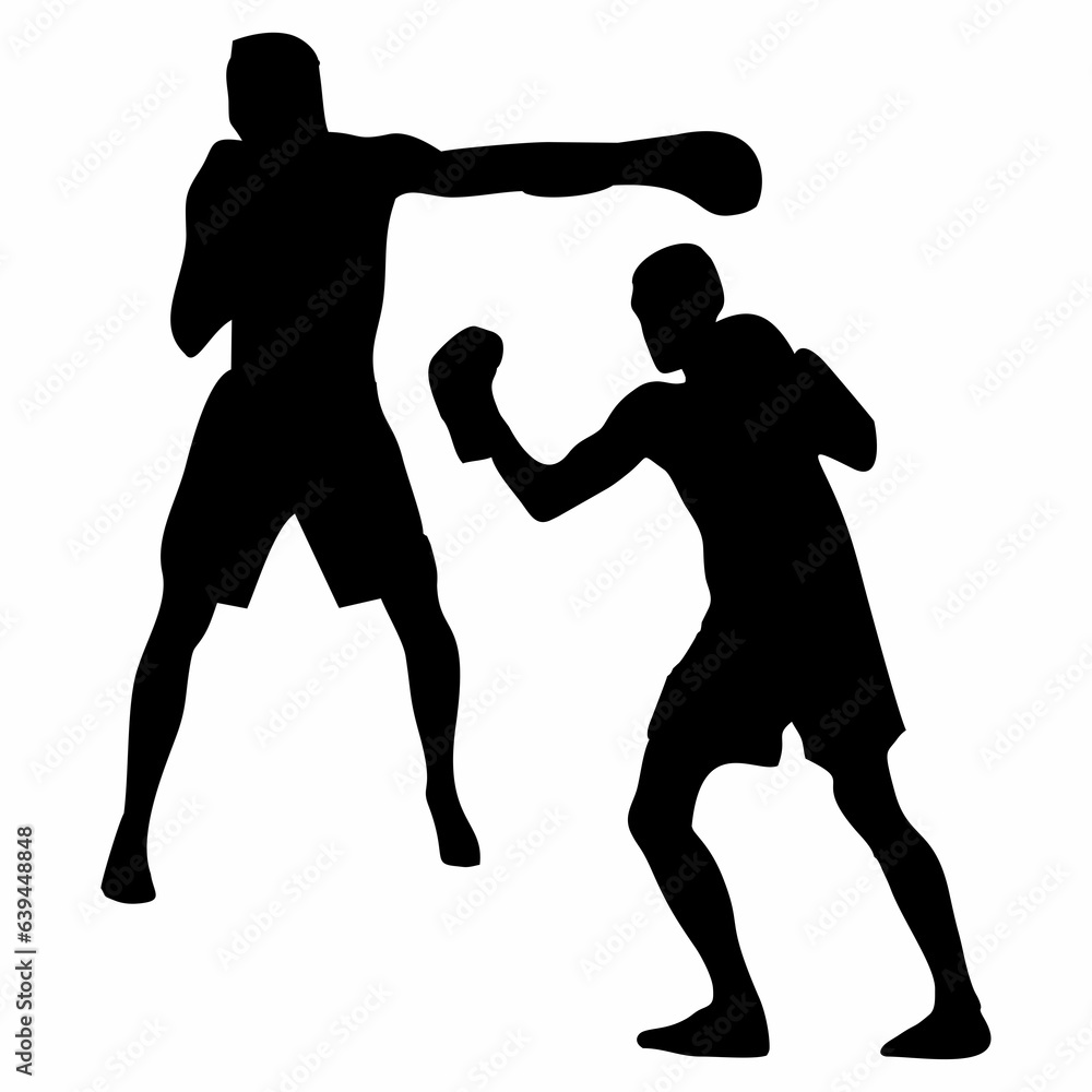 silhouettes of fights with martial arts and fists silhouettes of fights with martial arts and fists