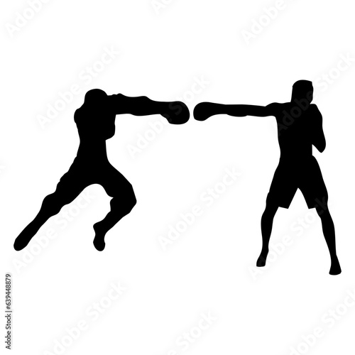 silhouettes of fights with martial arts and fists