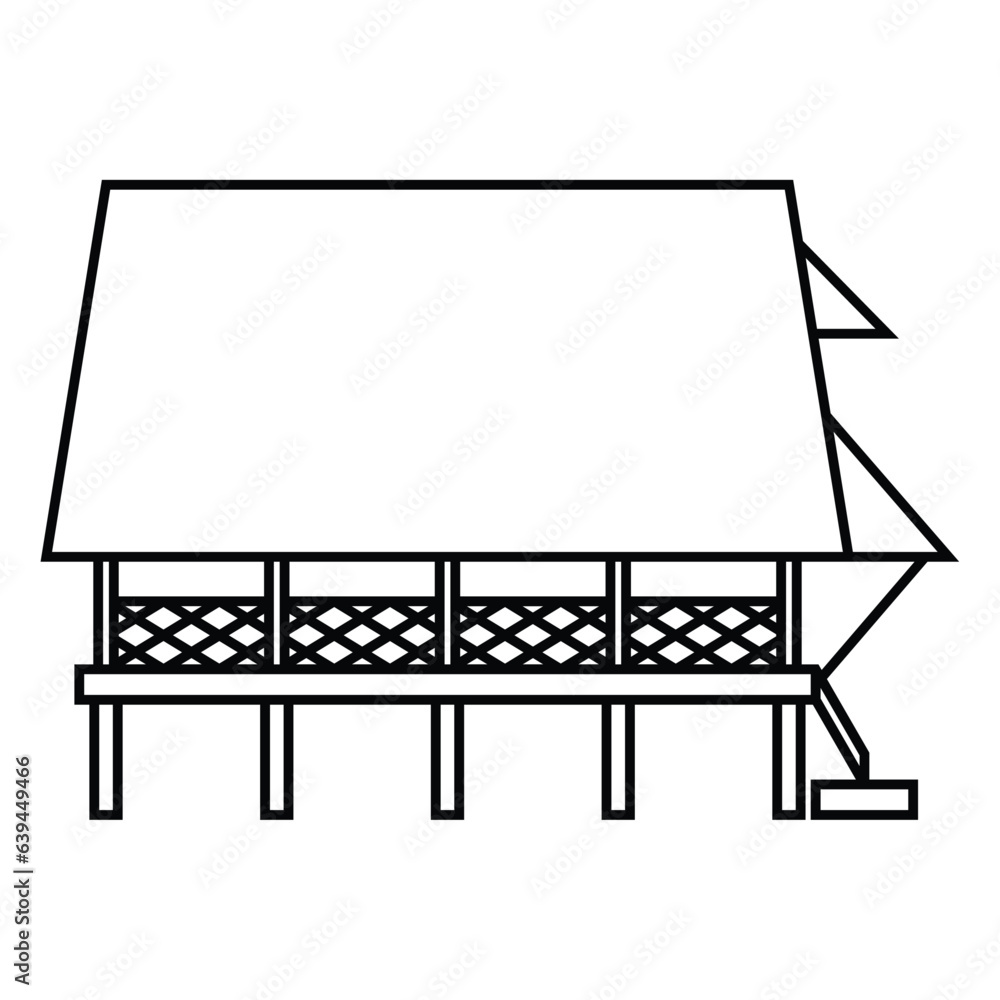 Maluku traditional house vector illustration design template elements, indonesian ancient architecture, line art style Maluku traditional house vector illustration design template elements, indonesian ancient architecture, line art style