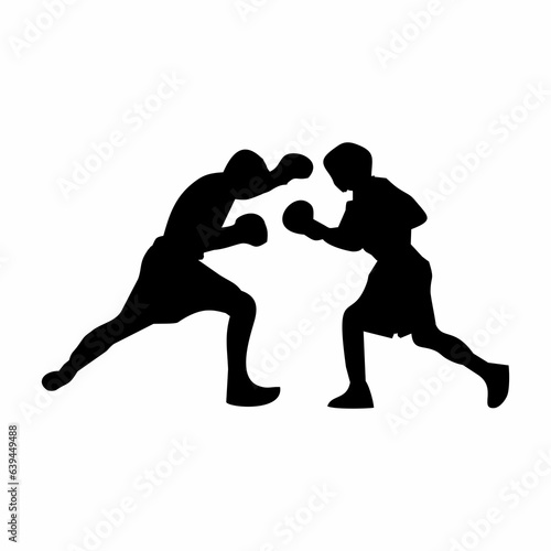 silhouettes of fights with martial arts and fists