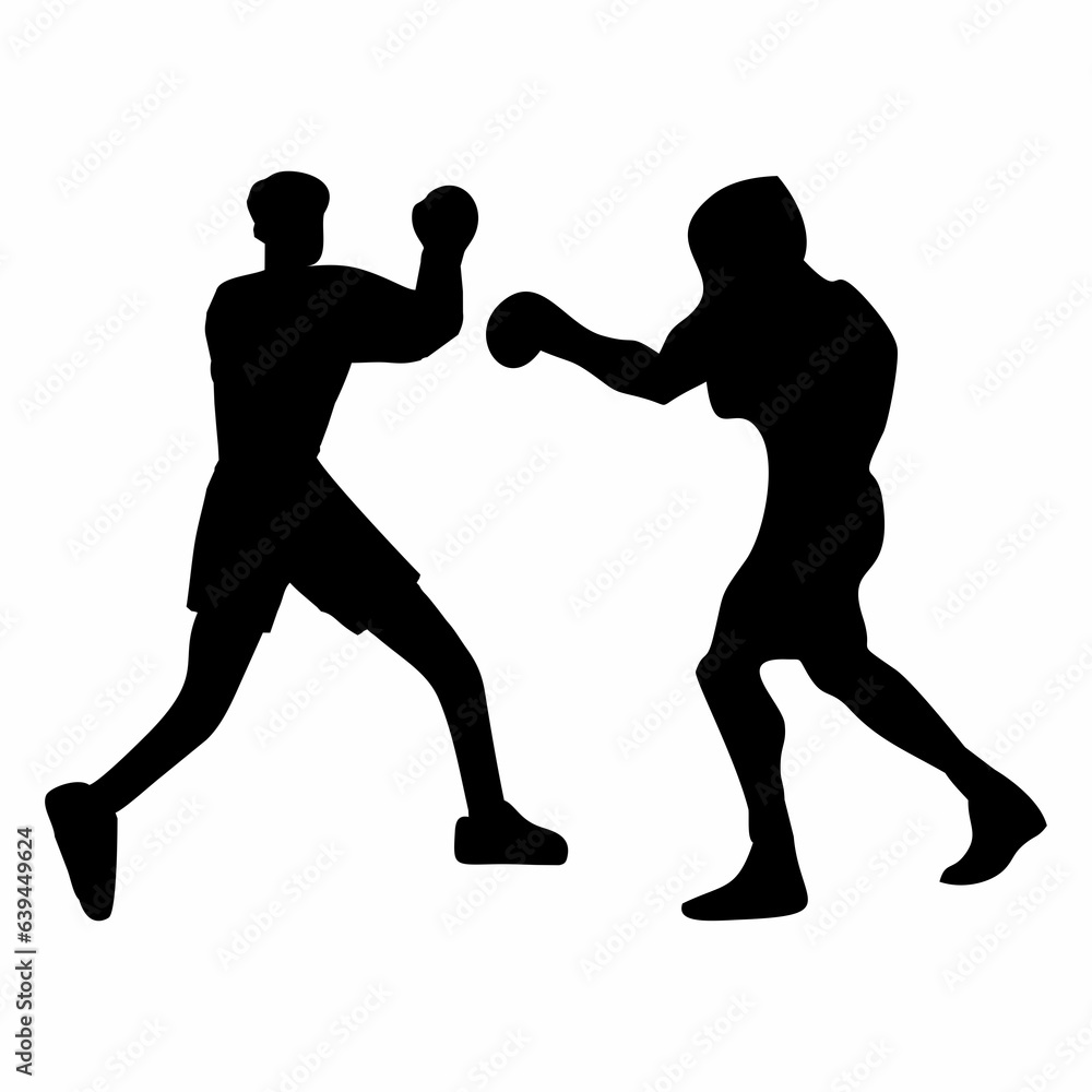 silhouettes of fights with martial arts and fists silhouettes of fights with martial arts and fists