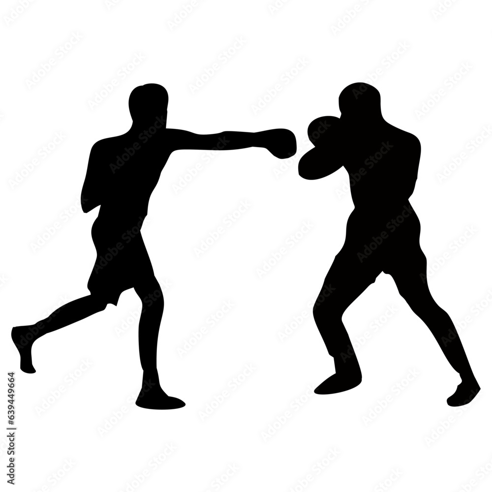 silhouettes of fights with martial arts and fists silhouettes of fights with martial arts and fists