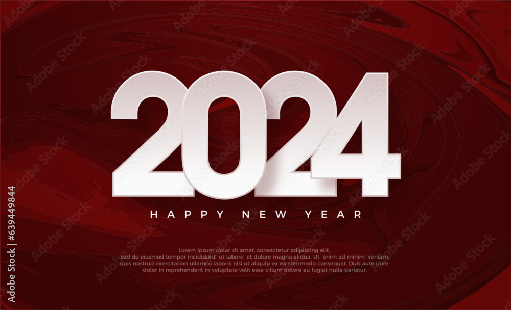 Happy new year 2024 design, With illustration of paper numbers on red background. Simple design premium vector background happy new year 2024.
