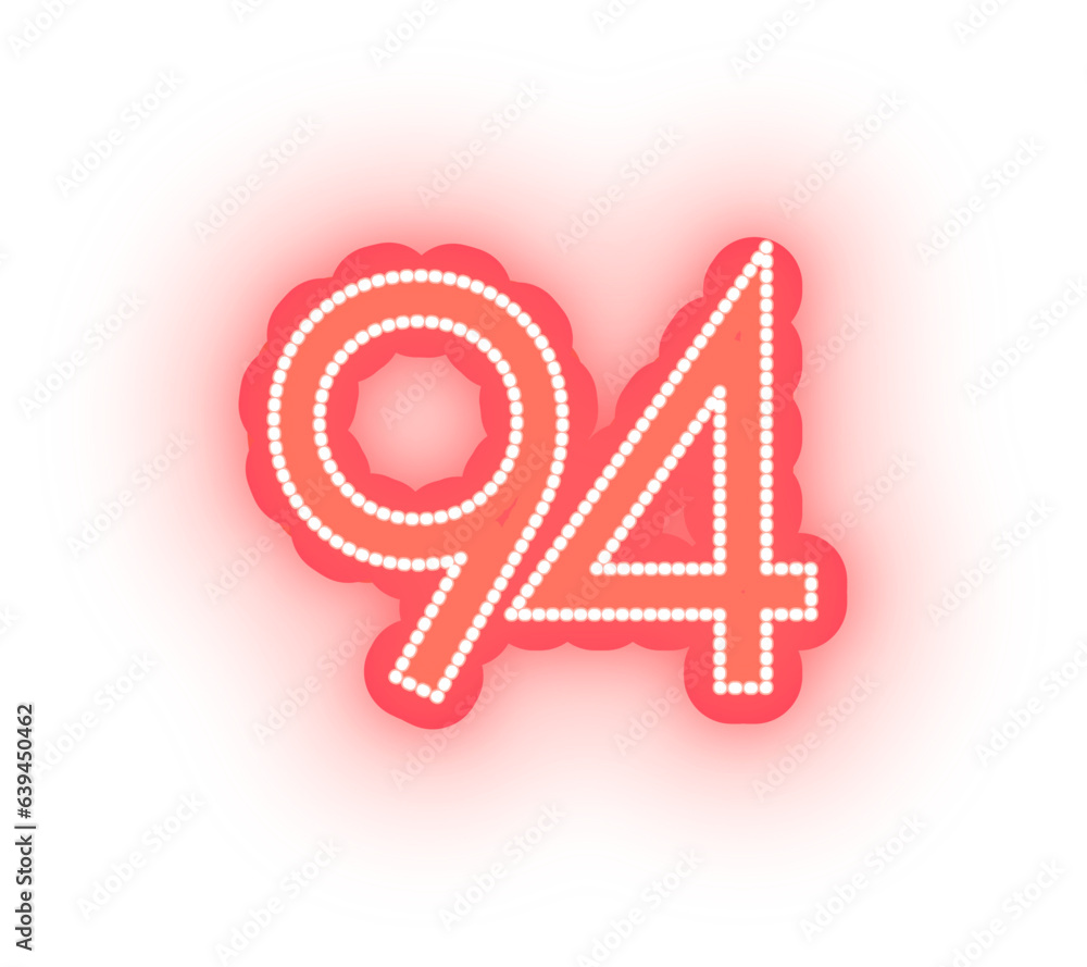 Glowing Red Neon Alphabet Letters, Numbers, and Symbol Signs On White Background