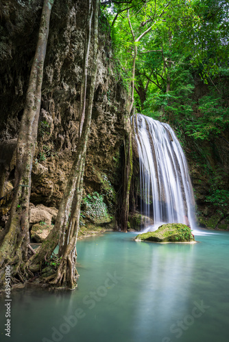 Waterfall in Erawan National park, Thailand photo