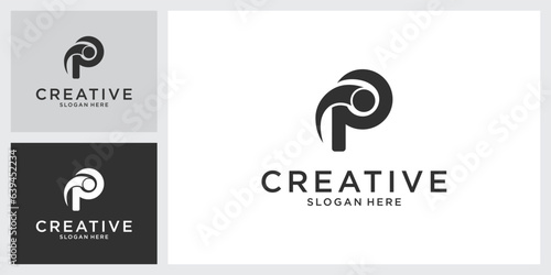 IP or PI initial letter logo design concept
