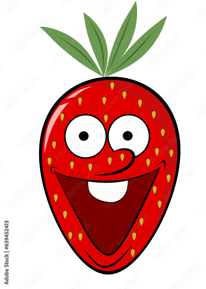 Fototapeta premium cartoon strawberry, strawberry face, funny strawberry