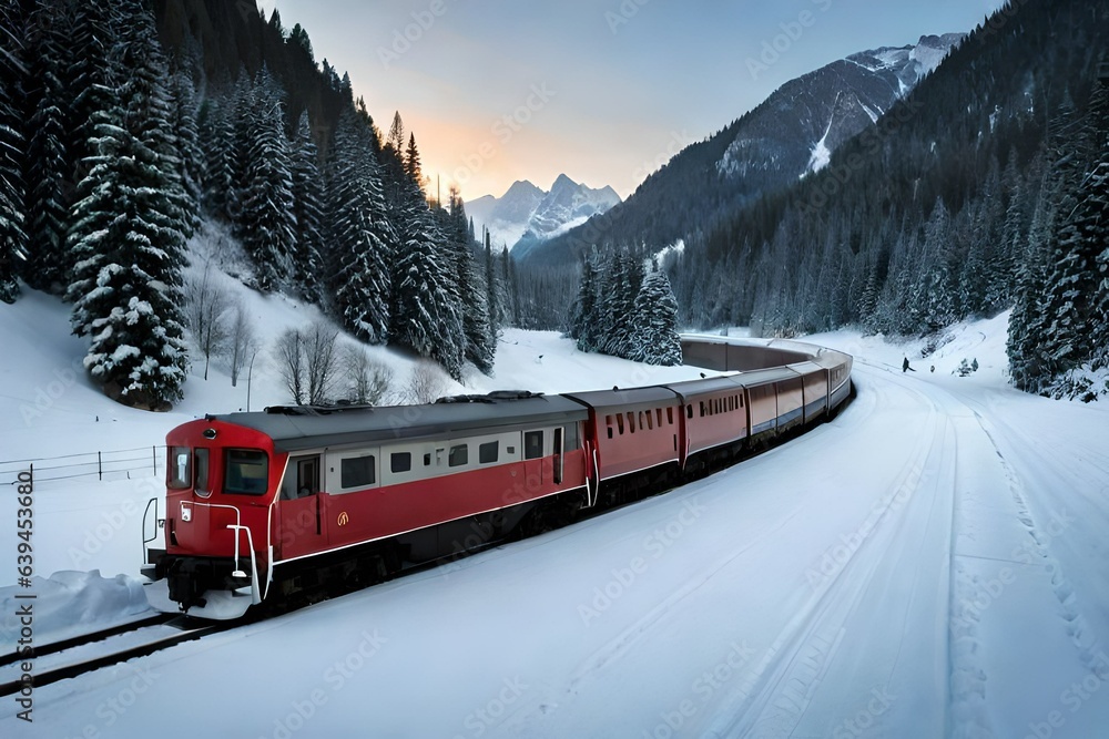 train in the winter generated ai
