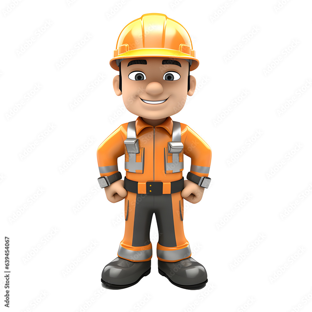 Construction project foreman wearing helmet and vest, 3D rendering illustration. clean transparent background Construction project foreman wearing helmet and vest, 3D rendering illustration. clean transparent background