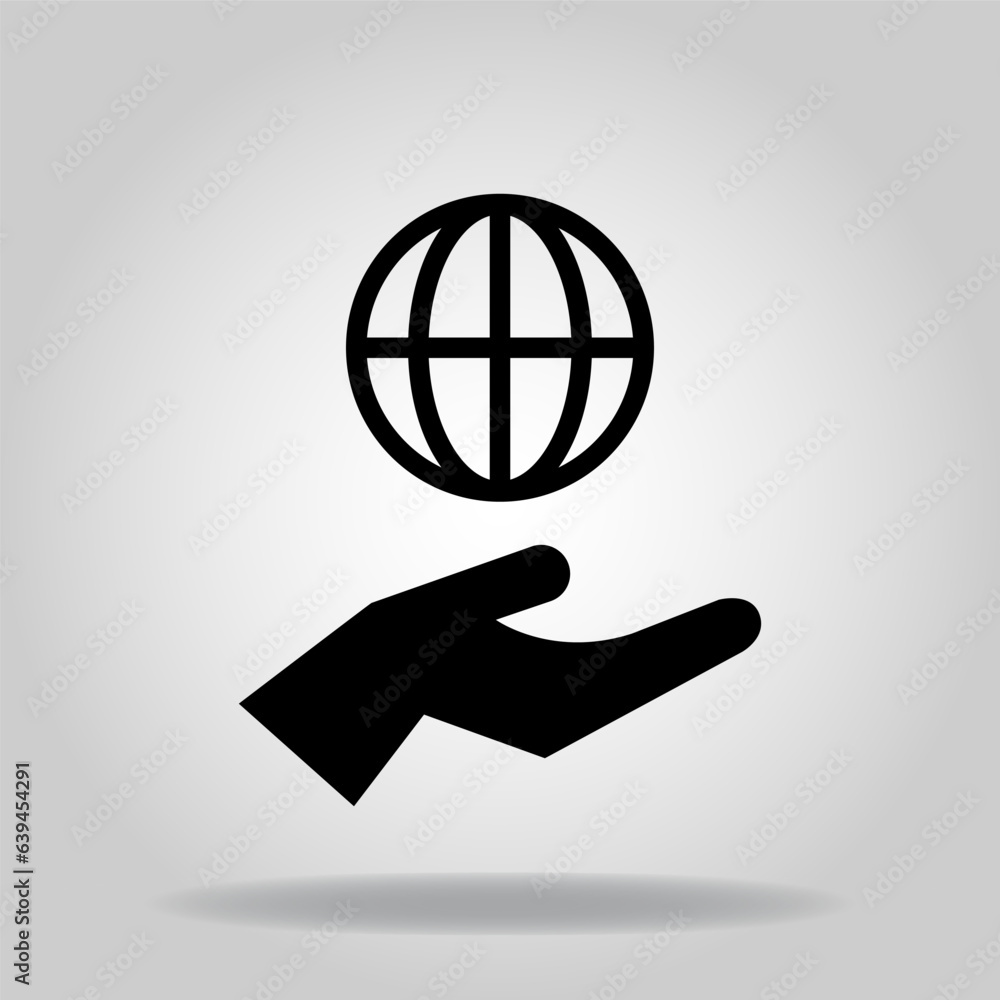 hand and globe glyph hand and globe glyph