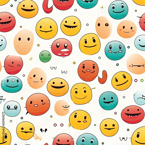 Seamless Pattern, Smile face Cartoon © waranyu