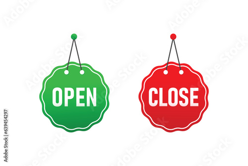 Open and closed sign vector design.