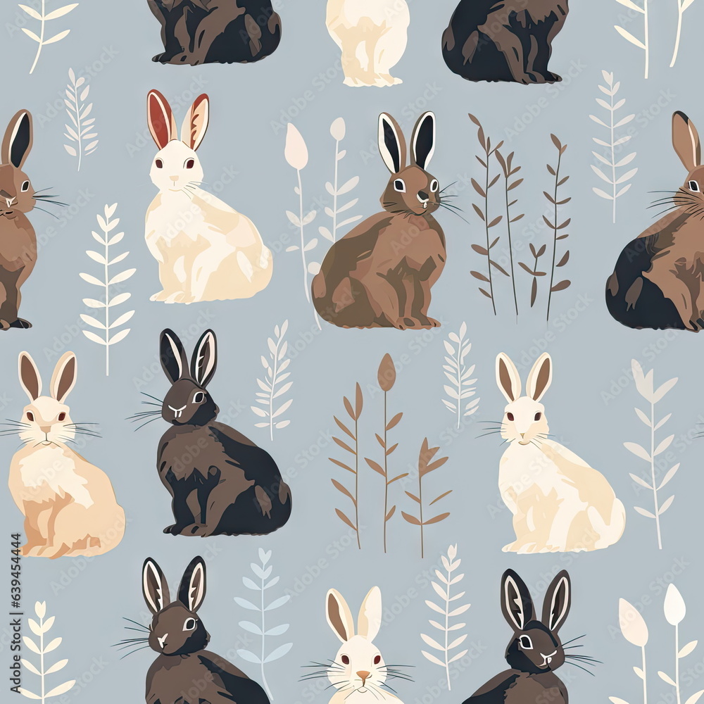 Fototapeta premium Seamless Pattern of Rabbits