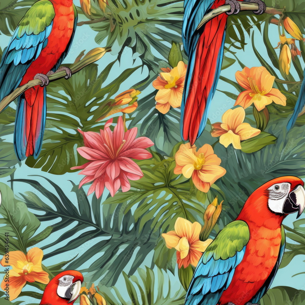 Fototapeta premium Seamless Pattern Parrot