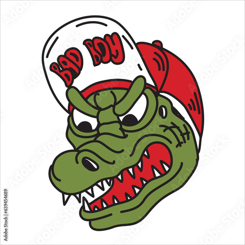 crocodile cartoon with cap hat snapback