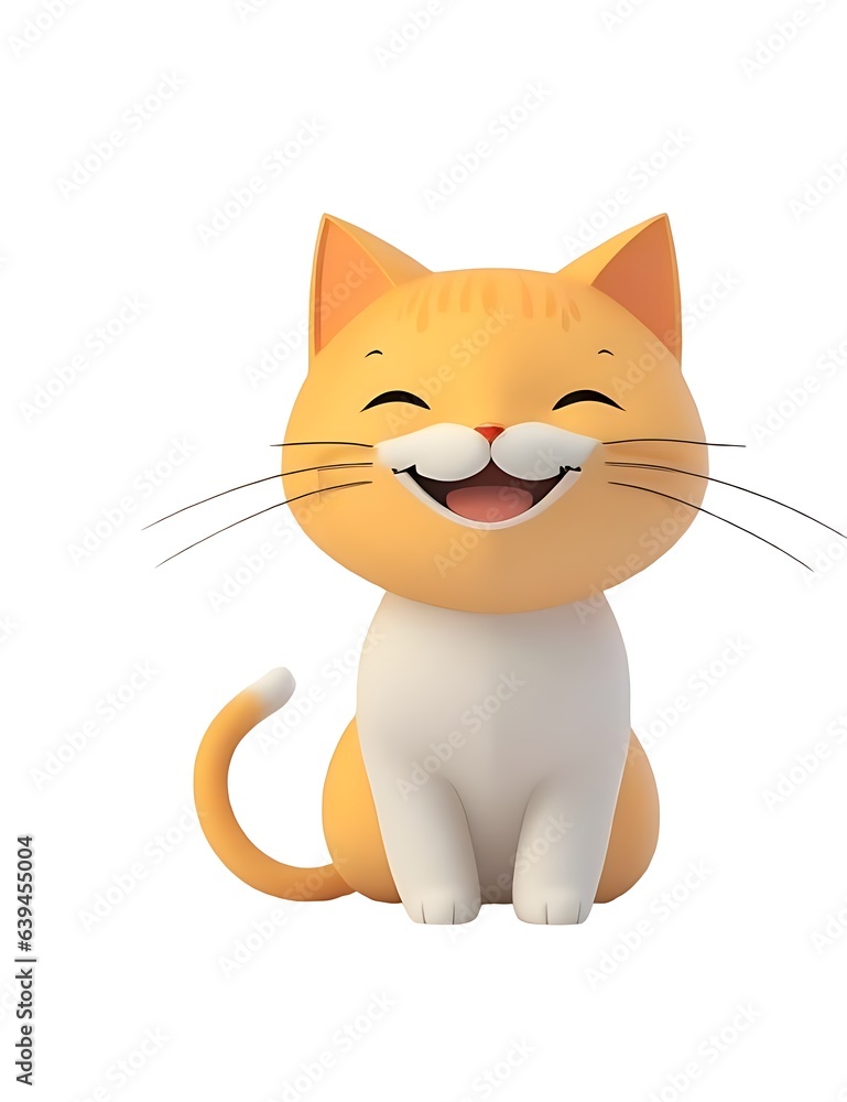 Obraz premium Lovely cute cat 3d cartoon design isolated on white background