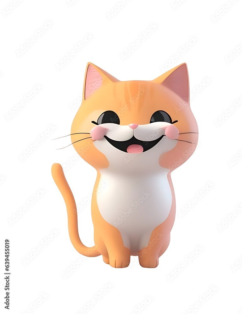 Lovely cute cat 3d cartoon design isolated on white background Lovely cute cat 3d cartoon design isolated on white background