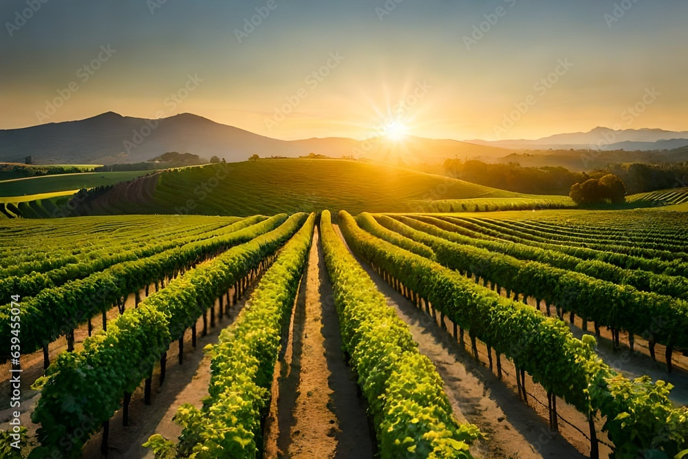 vineyard in the morning Generative AI