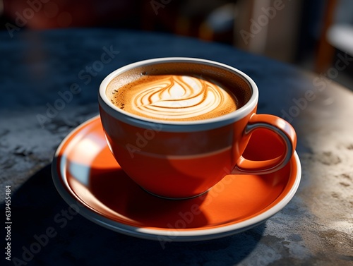 cappucino espresso coffee latte art outdoor table generative ai