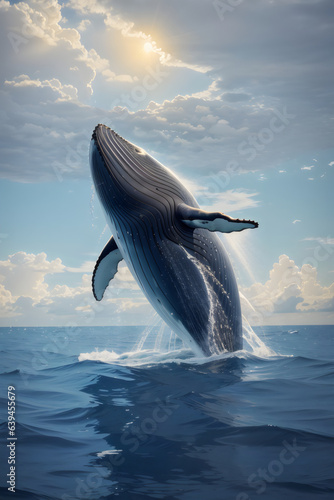 a breathing whale rises to the surface of the sea