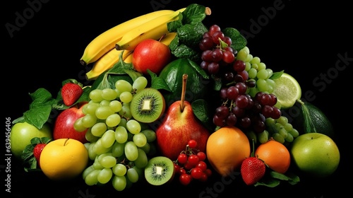 Fruits background. Fresh fruits background. Healthy food background. Fruits background. © ismodin