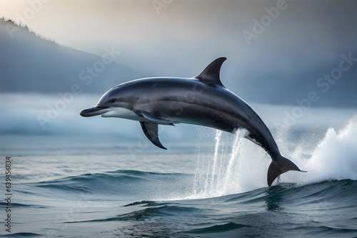 dolphin soaring above the waves
