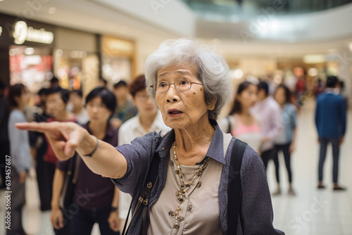 A shopping scene where a grandma is schooling youngsters on how to snag the best deals, using a lollipop as a pointer.