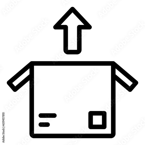Unboxing cardboard outline icon