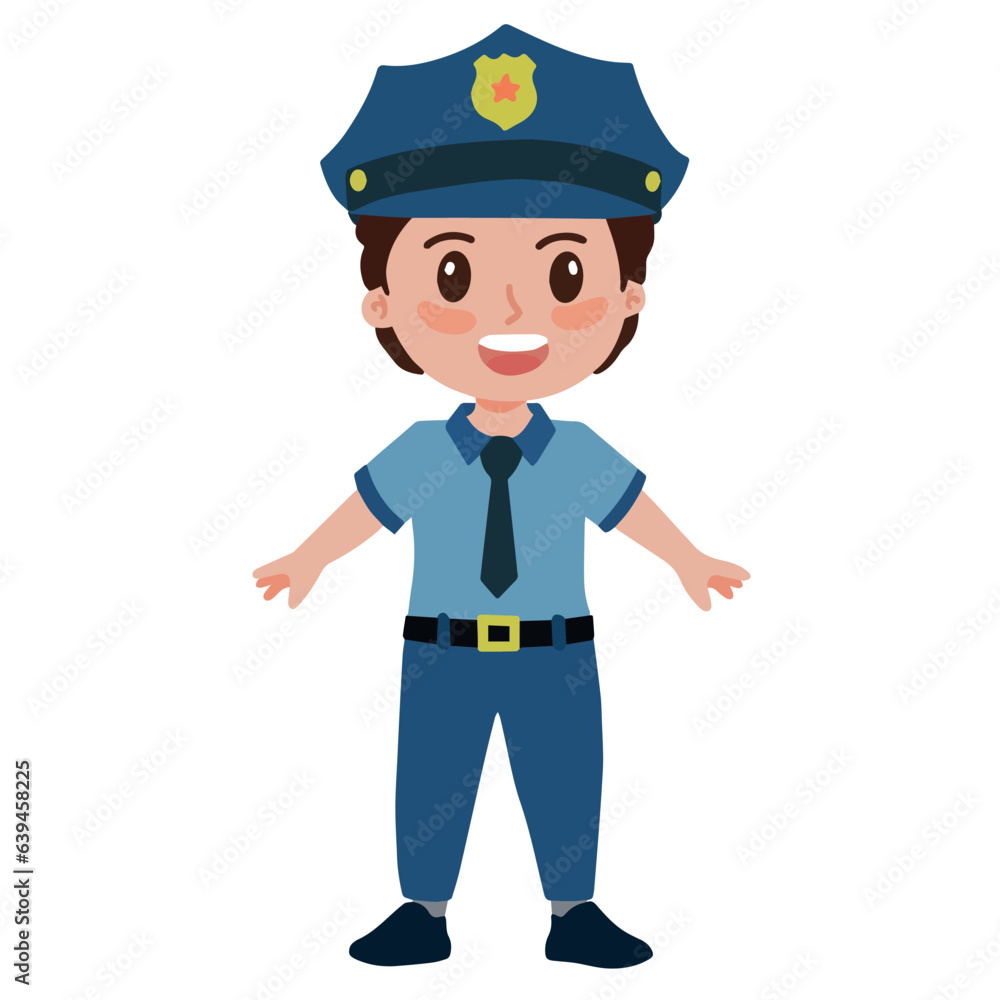 Portrait of cute little boy with police uniform vector illustration Portrait of cute little boy with police uniform vector illustration
