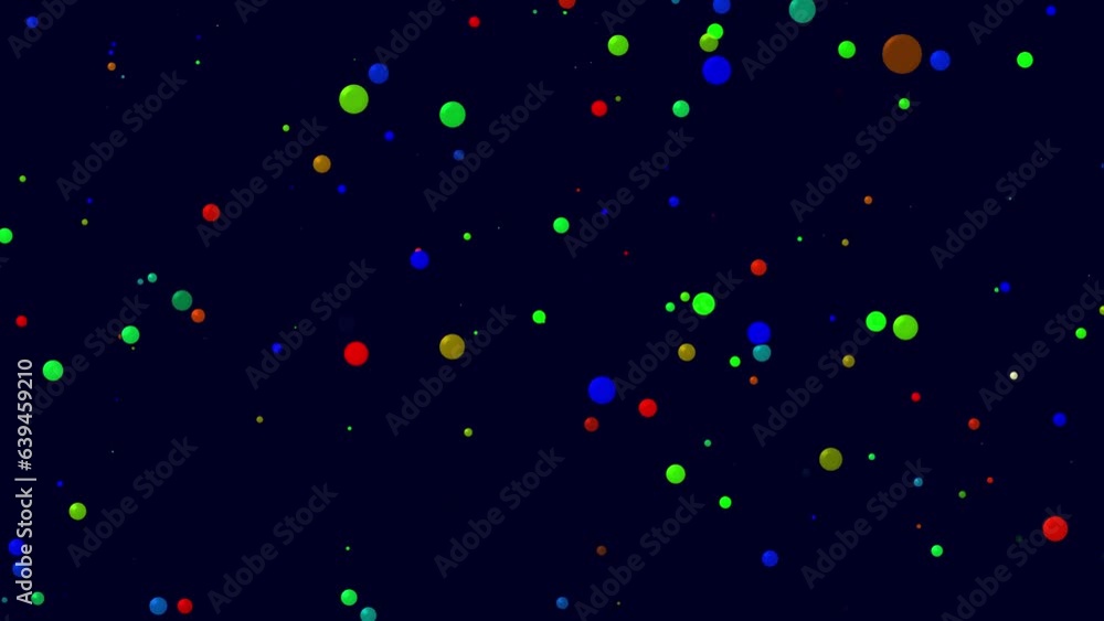 Minute video clip with bright colored circles on a dark background, computer rendering Minute video clip with bright colored circles on a dark background, computer rendering
