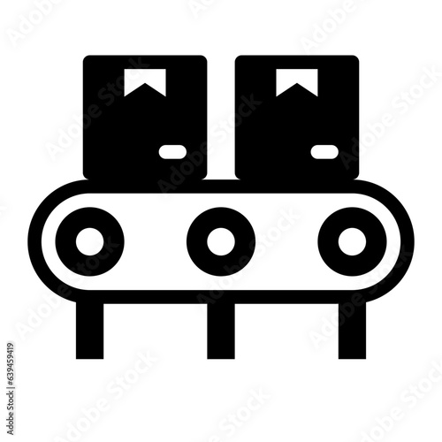 Conveyor with cardboard solid glyph icon