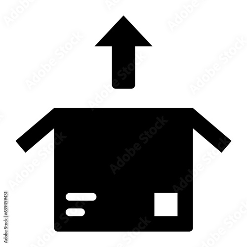 Unboxing cardboard solid glyph icon